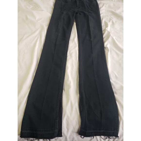 Mother The Rascal Slit Undone Hem Jeans Women's 24 Storm Cloud Black - Picture 1 of 11